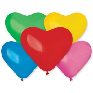 Латексные шарики в форме сердечек, разноцветные